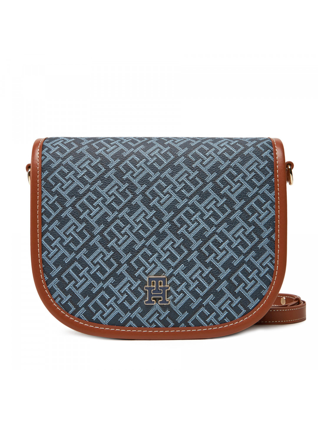 Kabelka Tommy Hilfiger Th Monoplay Leather Saddle Bag AW0AW17414 Tmavomodrá